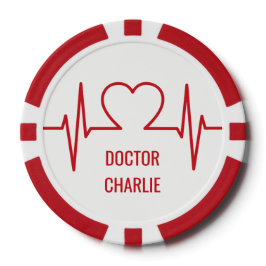 Hart EKG aangepaste naam & beroep poker chips