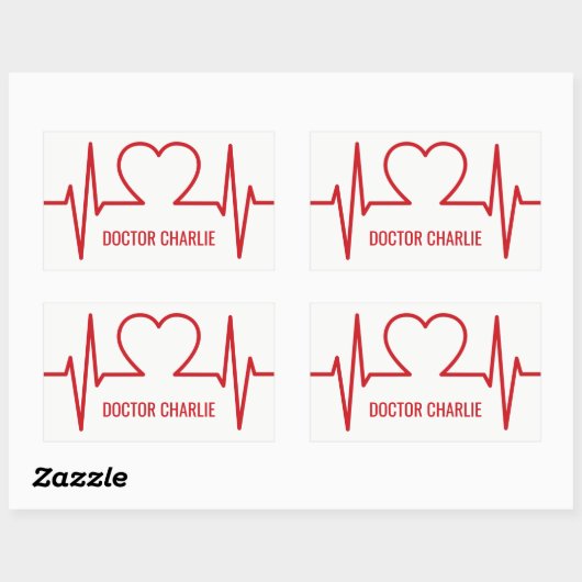 Hart EKG aangepaste naam & beroep stickers (Vel)