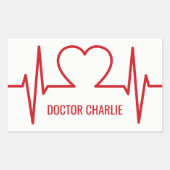 Hart EKG aangepaste naam & beroep stickers (Voorkant)