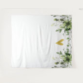 Hart Elegant Eucalyptus groen bruiloft achtergrond Wandkleed (Voorkant (horizontaal))