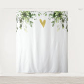 Hart Elegant Eucalyptus groen bruiloft achtergrond Wandkleed (Voorkant)