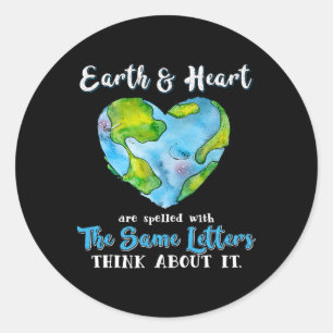 Hart en Aarde Dag Planeet Jubileum Earth Dag E Ronde Sticker