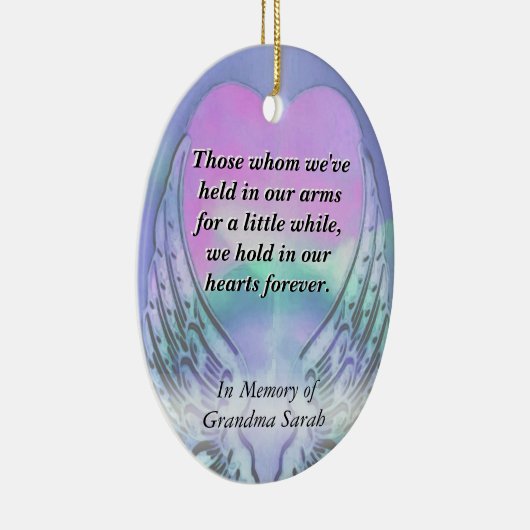 Hart en Angel Wings Memorial Keramisch Ornament (Rechts)