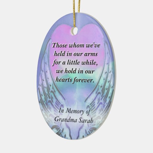 Hart en Angel Wings Memorial Keramisch Ornament (Links)