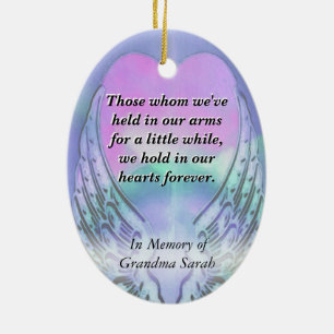 Hart en Angel Wings Memorial Keramisch Ornament