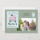 Hart en auto/gewoon huwelijksaankondiging kaart (Voorkant)