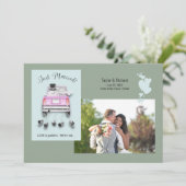Hart en auto/gewoon huwelijksaankondiging kaart (Staand voorkant)