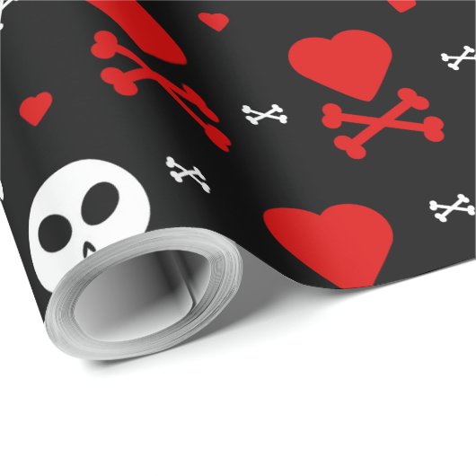 Hart en beenderen van de schedel cadeaupapier (Rol Hoek)