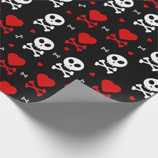 Hart en beenderen van de schedel cadeaupapier (Hoek)