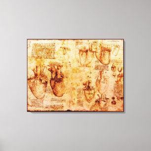 Hart en bloedvaten, bruin canvas afdruk