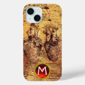 Hart en bloedvaten, perkamentmonogram Case-Mate iPhone case (Achterkant)