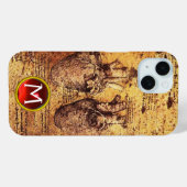 Hart en bloedvaten, perkamentmonogram Case-Mate iPhone case (Achterkant (horizontaal))