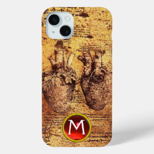 Hart en bloedvaten, perkamentmonogram iPhone 15 mini hoesje