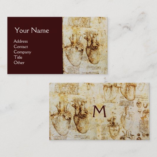 Hart en bloedvaten, radioloog monogram visitekaartje (Voorkant / Achterkant)