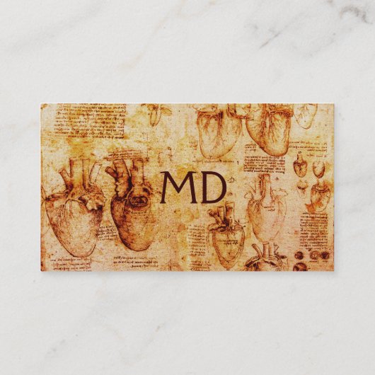 Hart en bloedvaten, radioloog monogram visitekaartje (Achterkant)