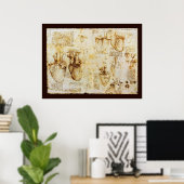Hart en bloedvaten, Sepia Canvas Poster (Thuiskantoor)