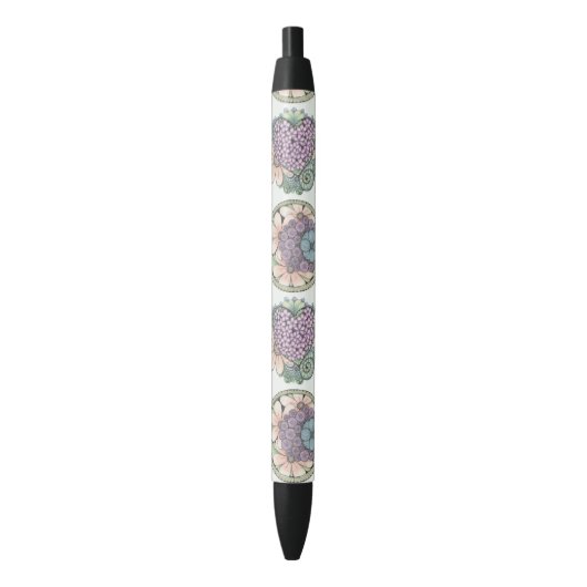 Hart en bloemen doodle art pen. zwarte inkt pen (Voorkant Verticaal)