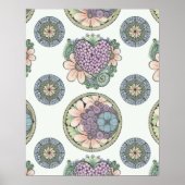 Hart en bloemen doodle art print, groot poster (Voorkant)