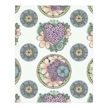 Hart en bloemen doodle art print, groot