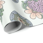 Hart en bloemen doodle kunst inpakpapier. cadeaupapier (Rol Hoek)