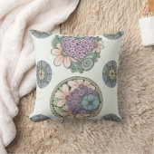 Hart en bloemen doodle kunst kussen (Deken)