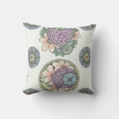 Hart en bloemen doodle kunst kussen (Voorkant)