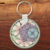 Hart en bloemen doodle kunst sleutelhanger. sleutelhanger (Achterkant)