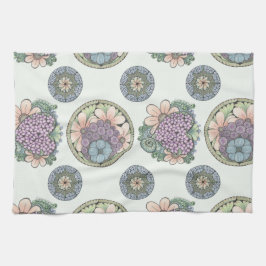 Hart en bloemen doodle kunst theedoek