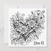 hart en bloemen houden van je | kleurplaat (Voorkant)