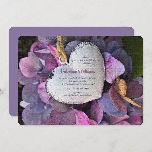 Hart en bloemen kaart (Voorkant / Achterkant)