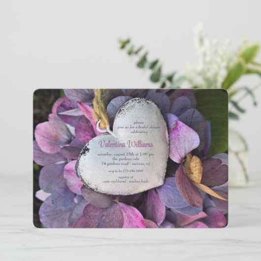 Hart en bloemen kaart (Staand voorkant)