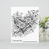 hart en bloemen | kleurplaat (Staand voorkant)