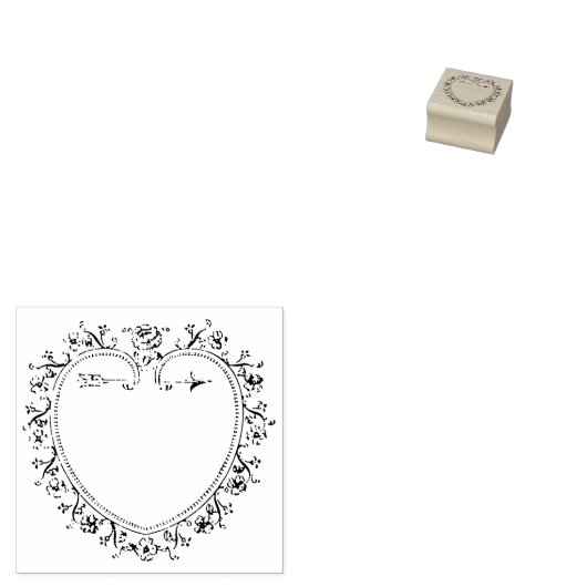  Hart en Bloemen Lijst Rubber Stamp Rubberstempel (Gestempeld)