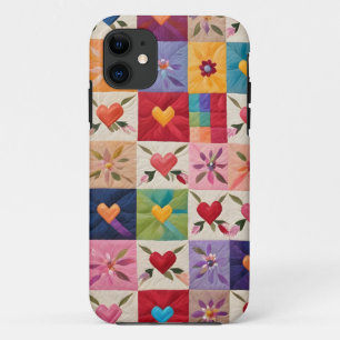 Hart en bloemen quilt Case-Mate iPhone case