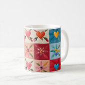 Hart en bloemen quilt koffiemok (Voorkant rechts)