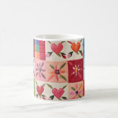 Hart en bloemen quilt koffiemok (Center)