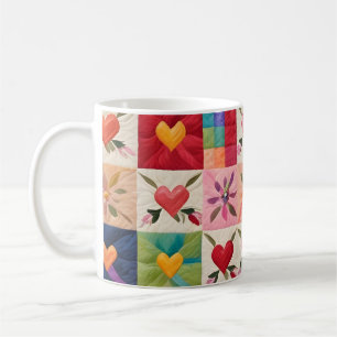 Hart en bloemen quilt koffiemok
