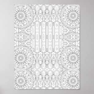Hart en Bloemmotief Kleurplaat Ontwerp Poster