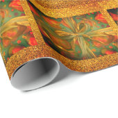 Hart en boog rood en groen glitter look cadeaupapier (Rol Hoek)