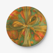 Hart en boog rood en groen patroon papieren bordje (Voorkant)