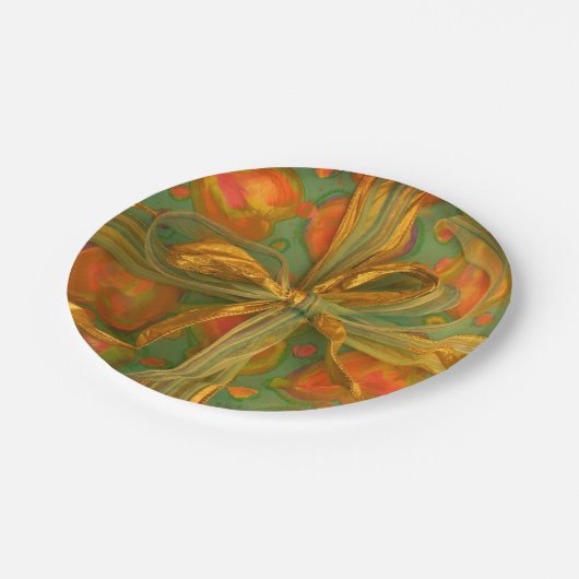 Hart en boog rood en groen patroon papieren bordje (Gekanteld)