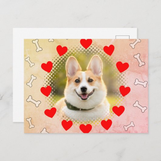 Hart en Bot Hond Lijst Print Briefkaart (Voorkant / Achterkant)