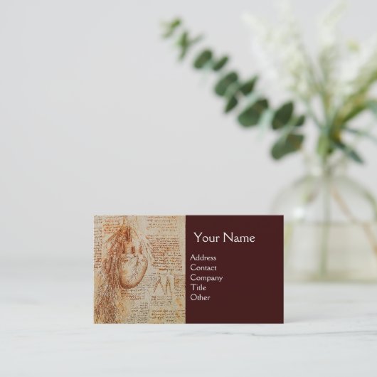 Hart en Bronchiale Arteries, medisch monogram Visitekaartje (Staand voorkant)