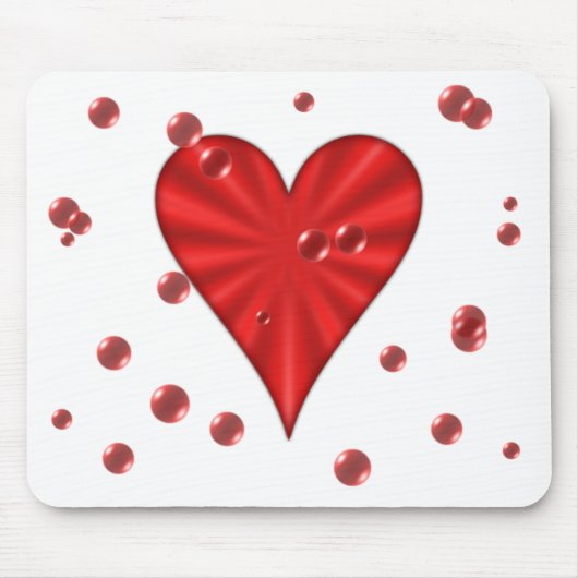 Hart en bubbels (wit) muismat (Voorkant)