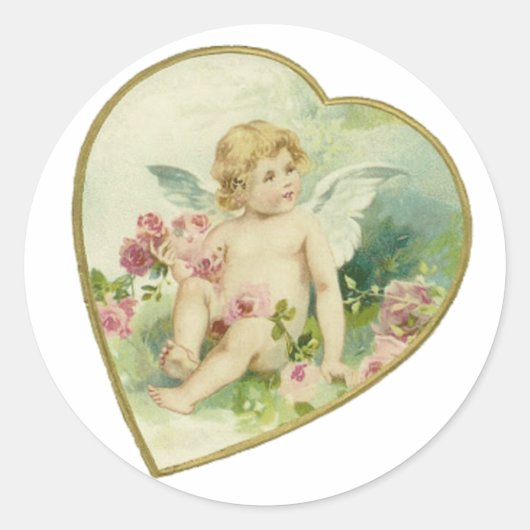 Hart en Cherub - Moederdag/Valentijn Ronde Sticker (Voorkant)