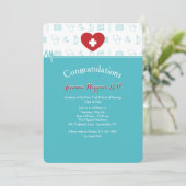 Hart en Cross Afstuderen Invitation Kaart (Staand voorkant)