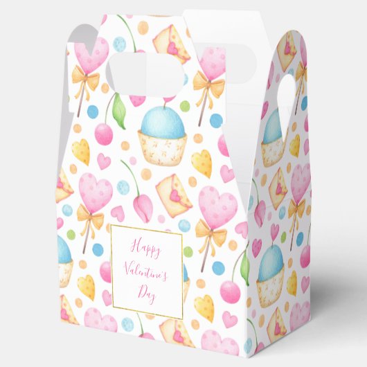 Hart- en Cupcakes heerlijk Waterverf patroon Bedankdoosjes (Geopend)