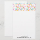 Hart- en Cupcakes heerlijk Waterverf patroon Briefpapier (Voorkant / Achterkant)
