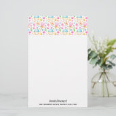 Hart- en Cupcakes heerlijk Waterverf patroon Briefpapier (Staand voorkant)