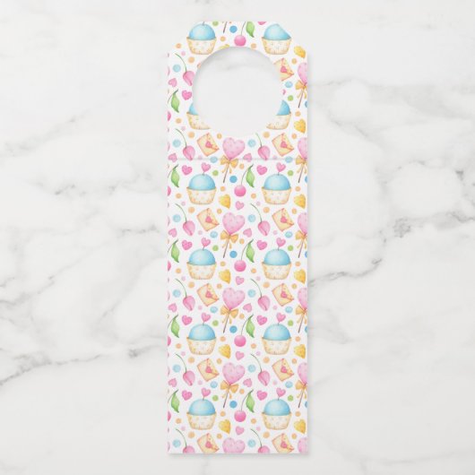 Hart- en Cupcakes heerlijk Waterverf patroon Flessenhanger (Achterkant)